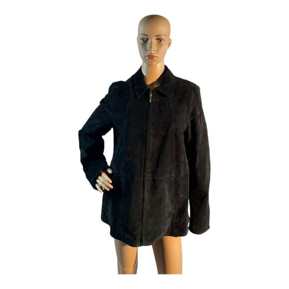 Coldwater Creek Men’s Size L Black 100%Leather Jacket Full Zip - Picture 1 of 16